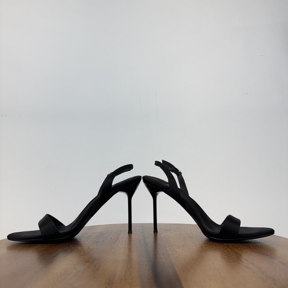 Womens Jeffrey Campbell Go-Getter Black Satin Slingback Heeled Sandals Size‎ 7 M - Picture 5 of 9